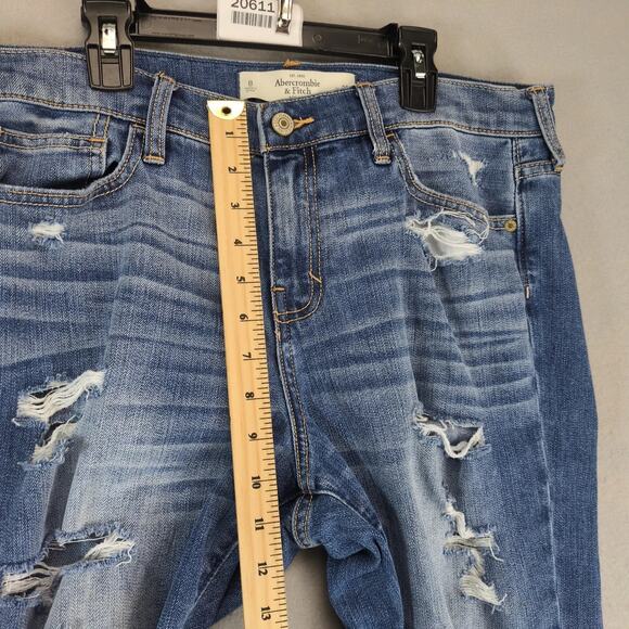 Abercrombie & Fitch Destroyed Jeans Women's 8R 34x28" Tapered Distressed Ankle - Picture 7 of 10
